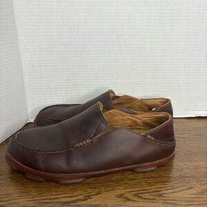 Olukai Men's Moloa Loafer Slipper Size 10.5 Brown Leather Convertible